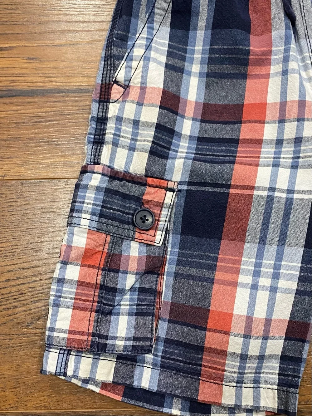 Gymboree Boys Patriotic Red White Blue Plaid Short Set Size 7